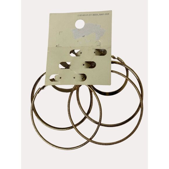 A New Day Gold Toned Nickle Free Hoop Earrings 3 Pair Pack OS NWT - Picture 2 of 2